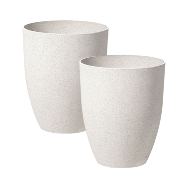 Zestaw 2 doniczek CROTON Kamień 35 cm Złamana biel