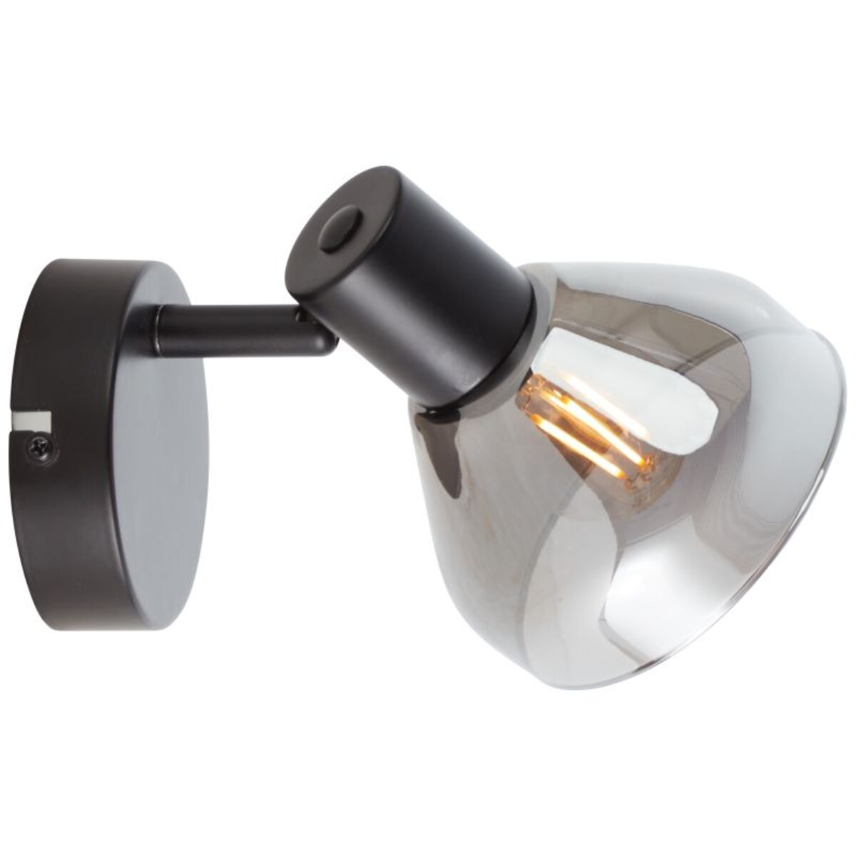 Ścienna lampa Reflekt 82710/06 Brilliant szklany klosz dymiony czarna