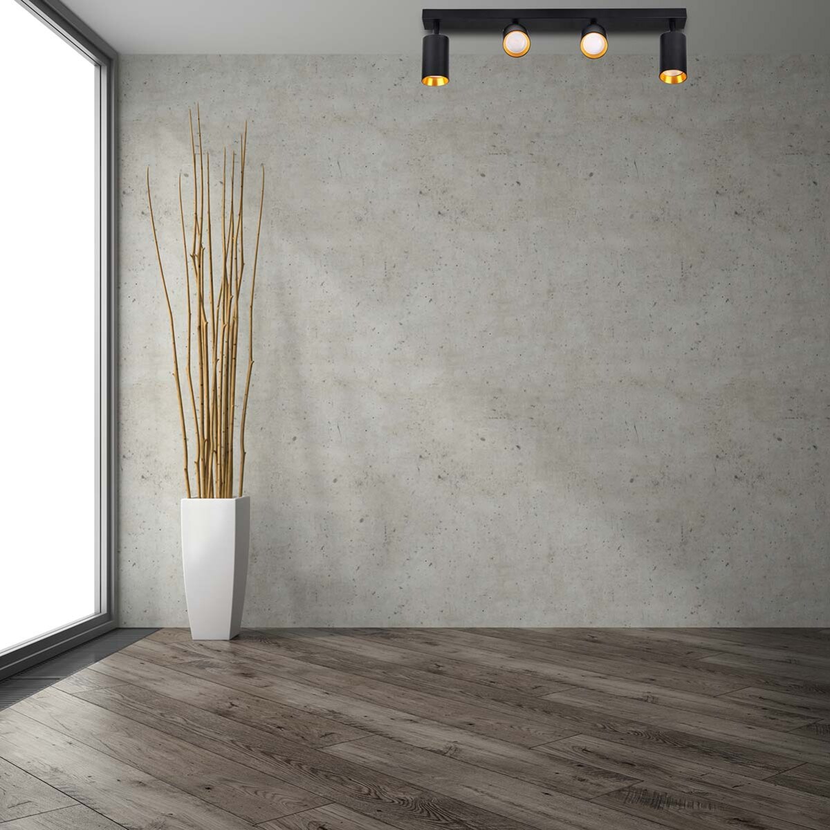 Sufitowa lampa nowoczesna Maribel listwa z regulacją czarna złota