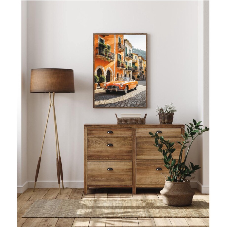 Poster Story, Plakat, Obraz - Pomarańczowy Samochód we Włoszech, wymiary 70 x 100 cm
