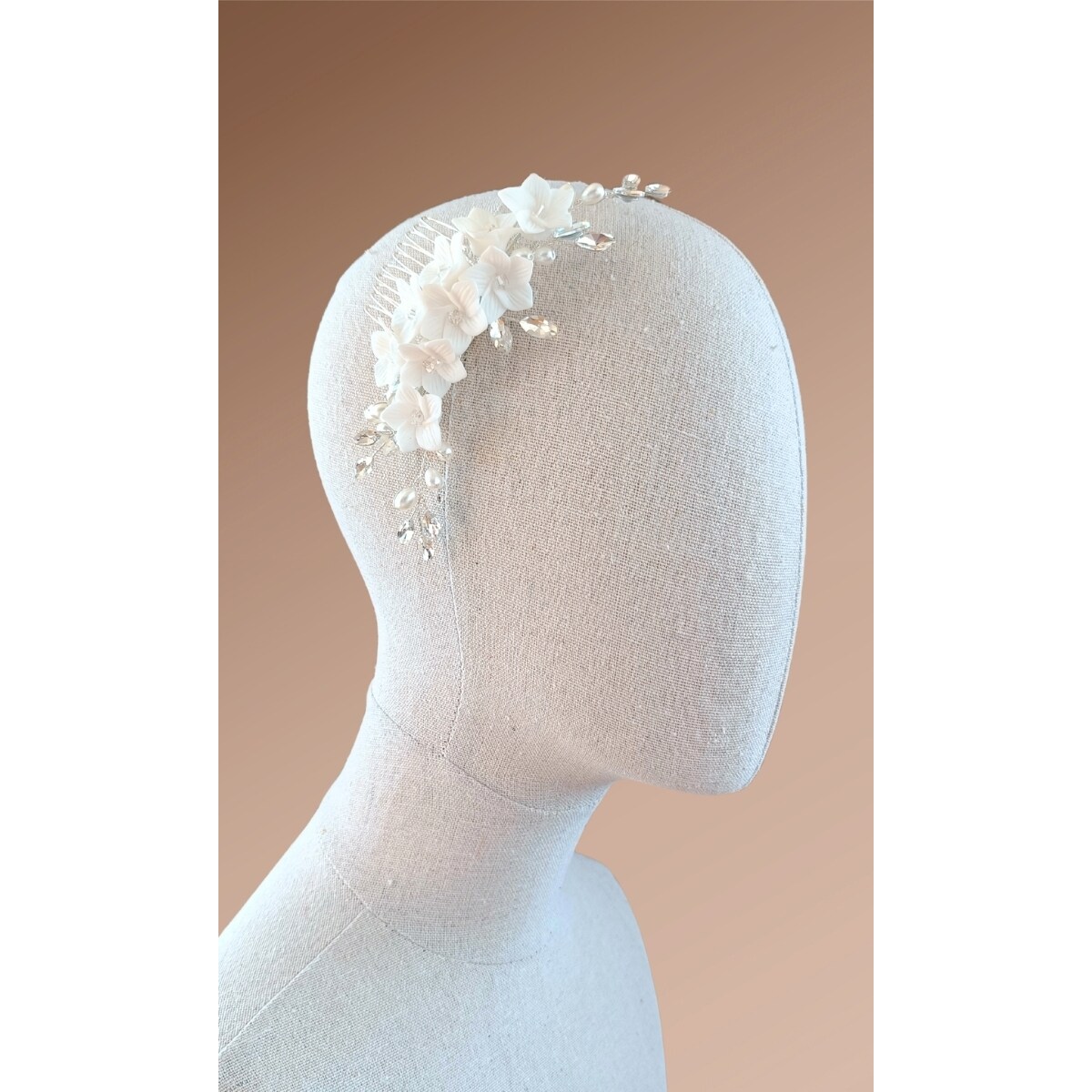 Zestaw grzebyk z wsuwkami kwiatami cyrkoniami ŚLUBNE srebrne ozdoby stroik