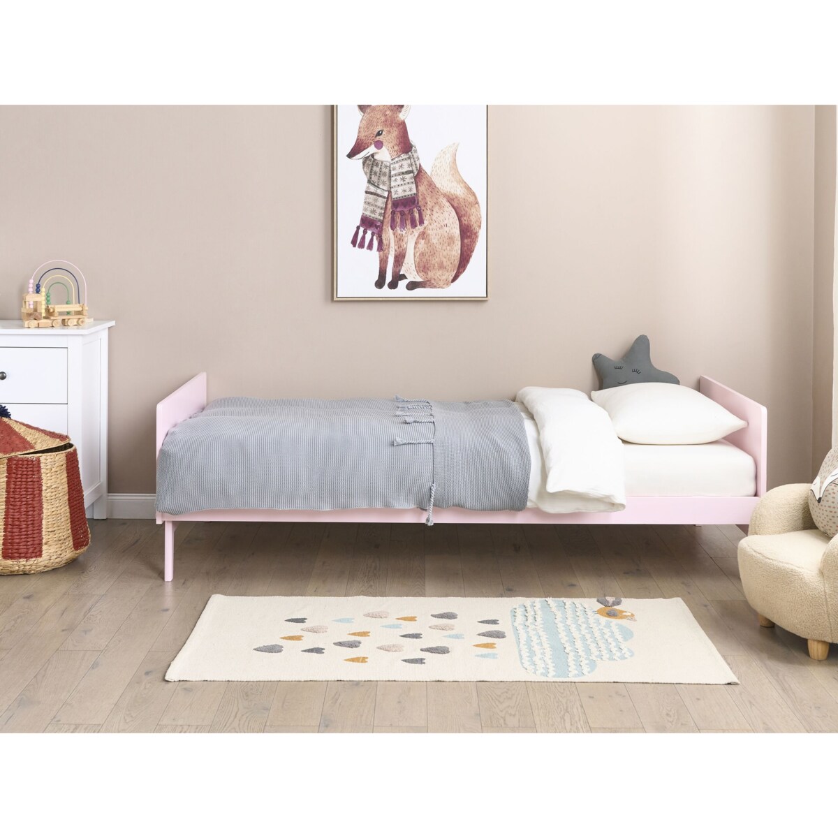 Łóżko drewniane 90 x 200 cm pastelowy róż BONNAC