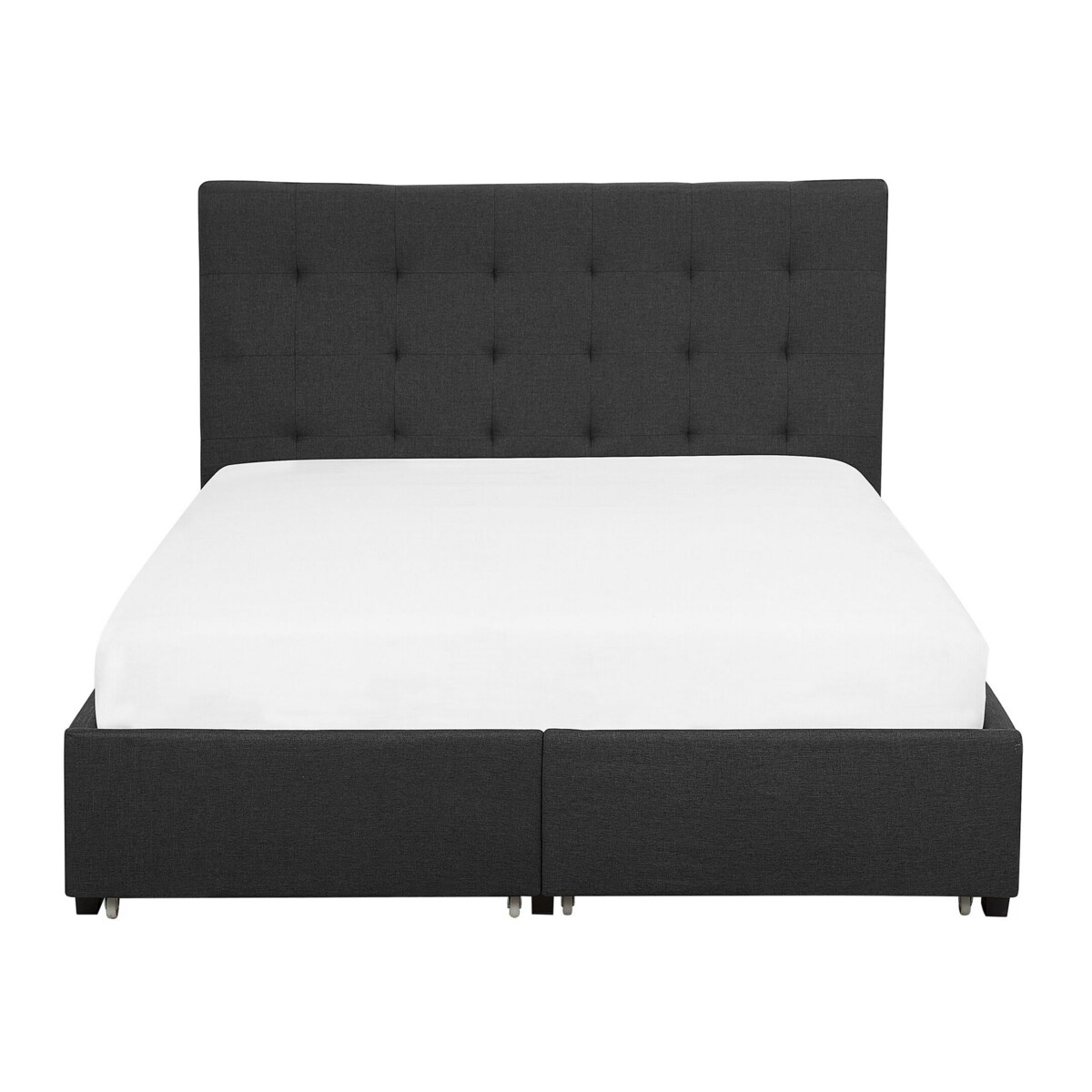 Łóżko z szufladami tapicerowane 140 x 200 cm ciemnoszare LA ROCHELLE