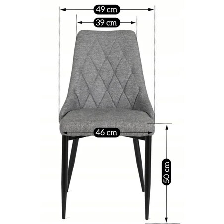 Krzesło Kuchenne Tapicerowane Tkanina CORK 2 Do Jadalni Salonu Szare Loft