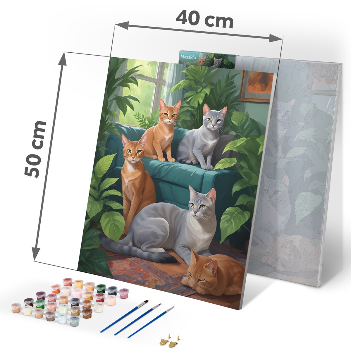 Malowanie po numerach obraz z ramą 40x50 Koty Massido