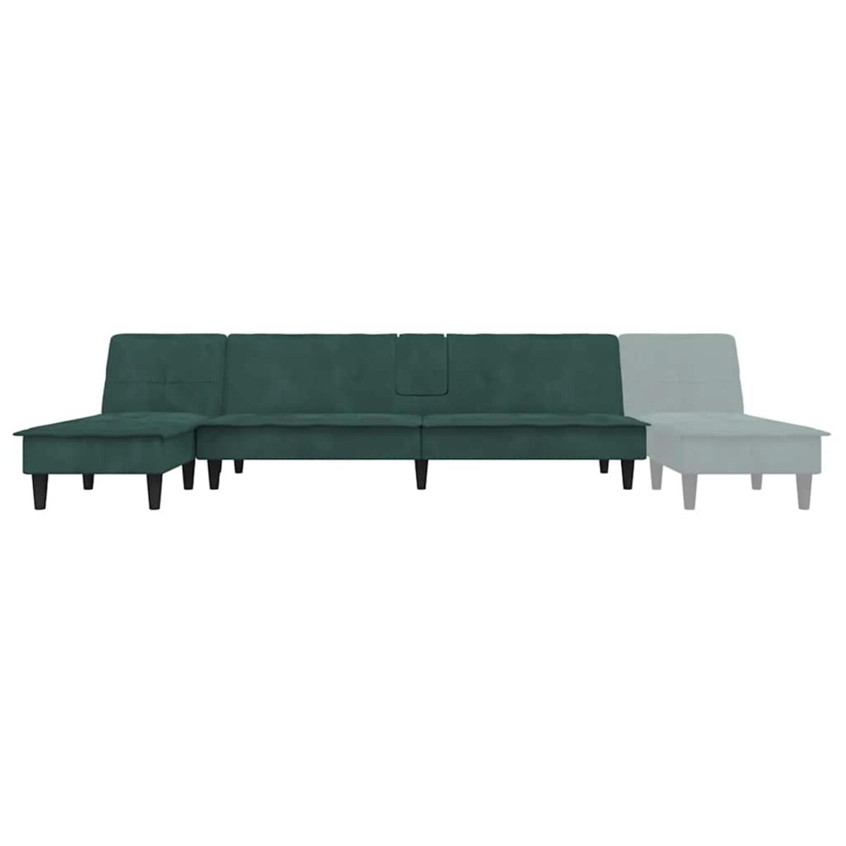 vidaXL Sofa rozkładana L, ciemnozielona, 255x140x70 cm, aksamit