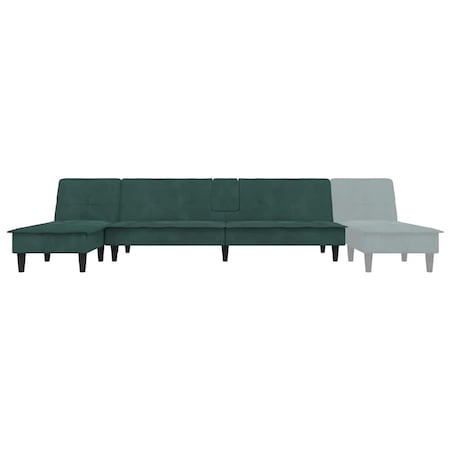 vidaXL Sofa rozkładana L, ciemnozielona, 255x140x70 cm, aksamit