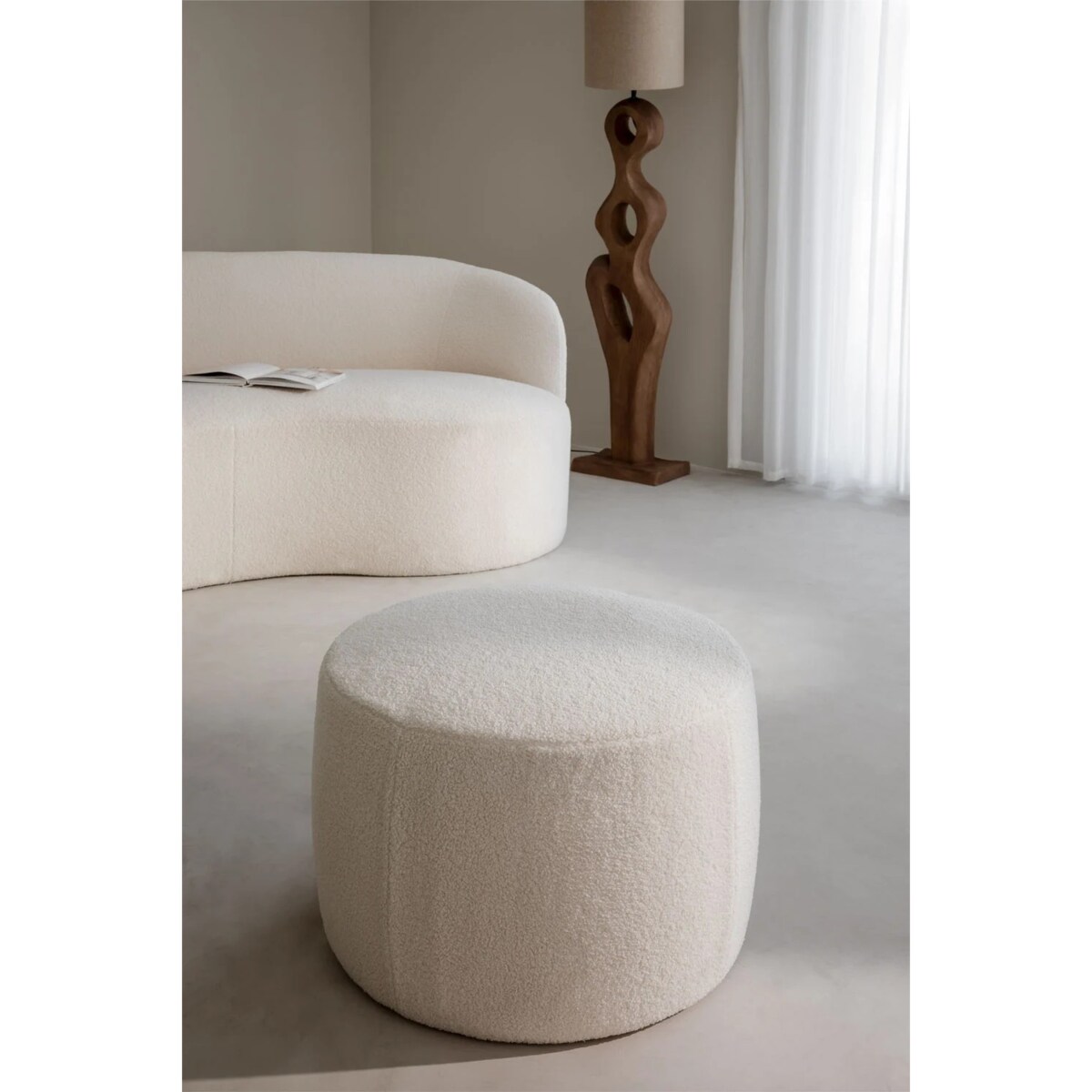 Pufa szenilowa biała Jaldinguer Ø60 cm