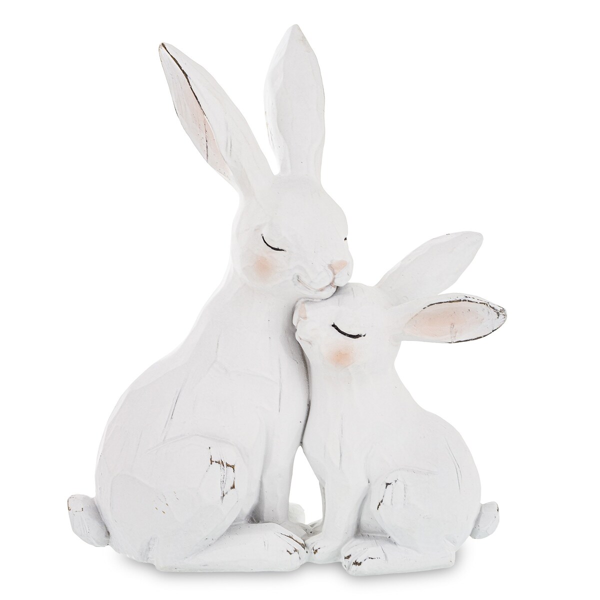 Dekoracja - figurka 2 białe przytulone ZAJĄCZKI 24,5x20x11 cm