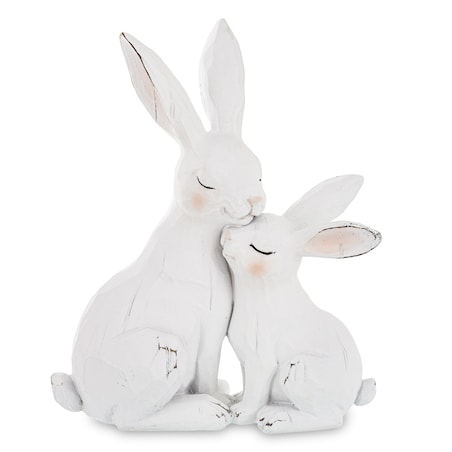 Dekoracja - figurka 2 białe przytulone ZAJĄCZKI 24,5x20x11 cm
