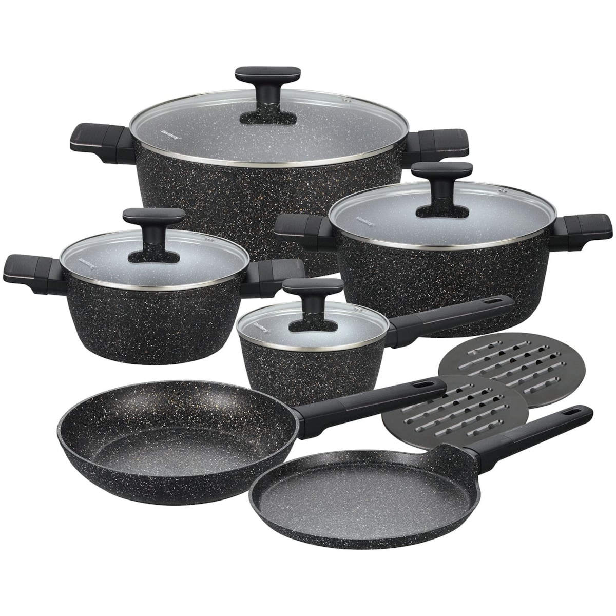 Komplet garnków z marmurkową powłoką nieprzywierającą 12-ele KLAUSBERG