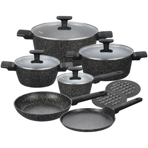Komplet garnków z marmurkową powłoką nieprzywierającą 12-ele KLAUSBERG