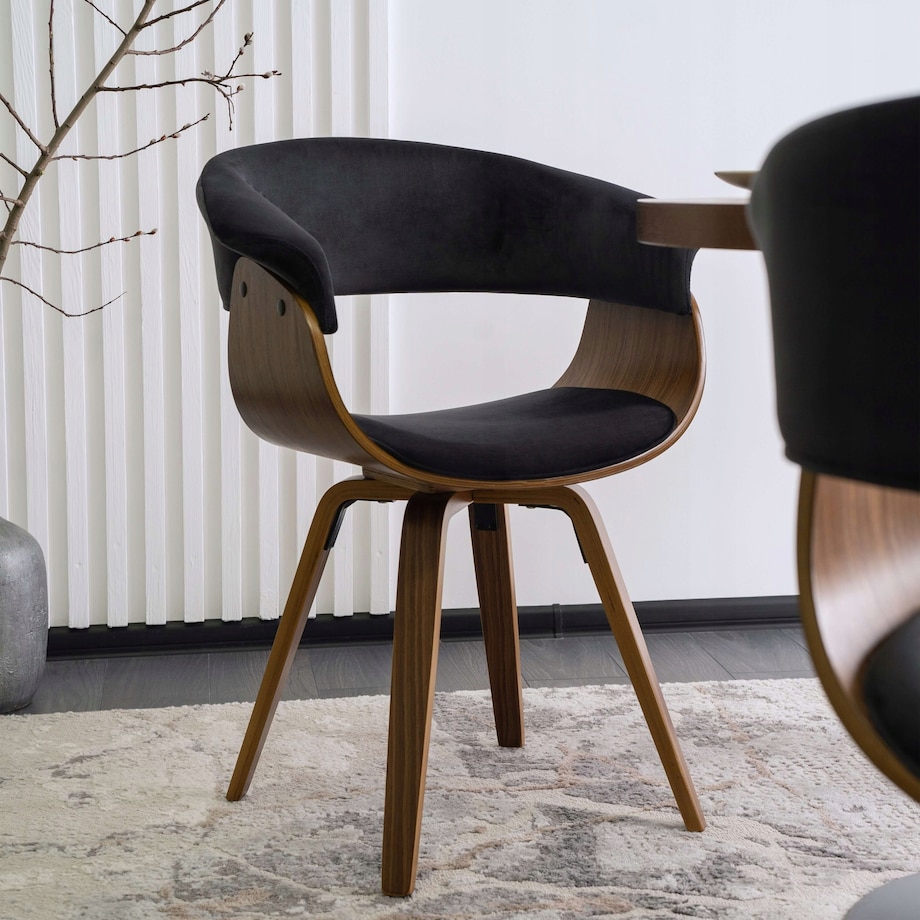 Krzesło Do Salonu Jadalni Kuchni Welurowe Drewno Gięte Loft Czarne OHIO 2