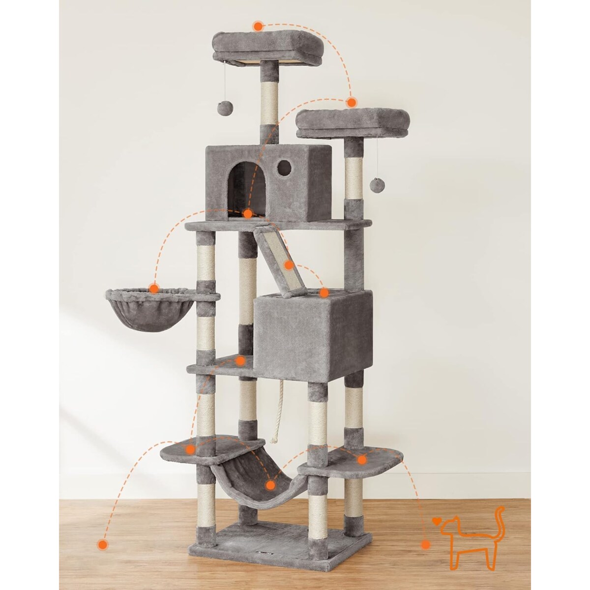 Drapak Dla Kota 60X50X206 Cm Jasny Szary