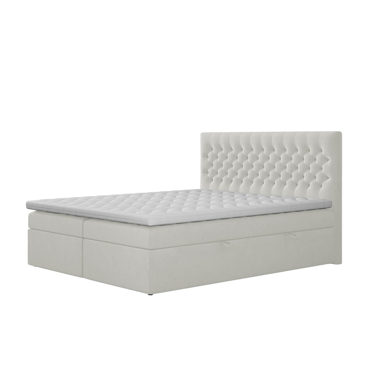 Łóżko kontynentalne ANNETTE 200x200 z pojemnikiem, Jasny Beż, tkanina Magic Velvet 2201