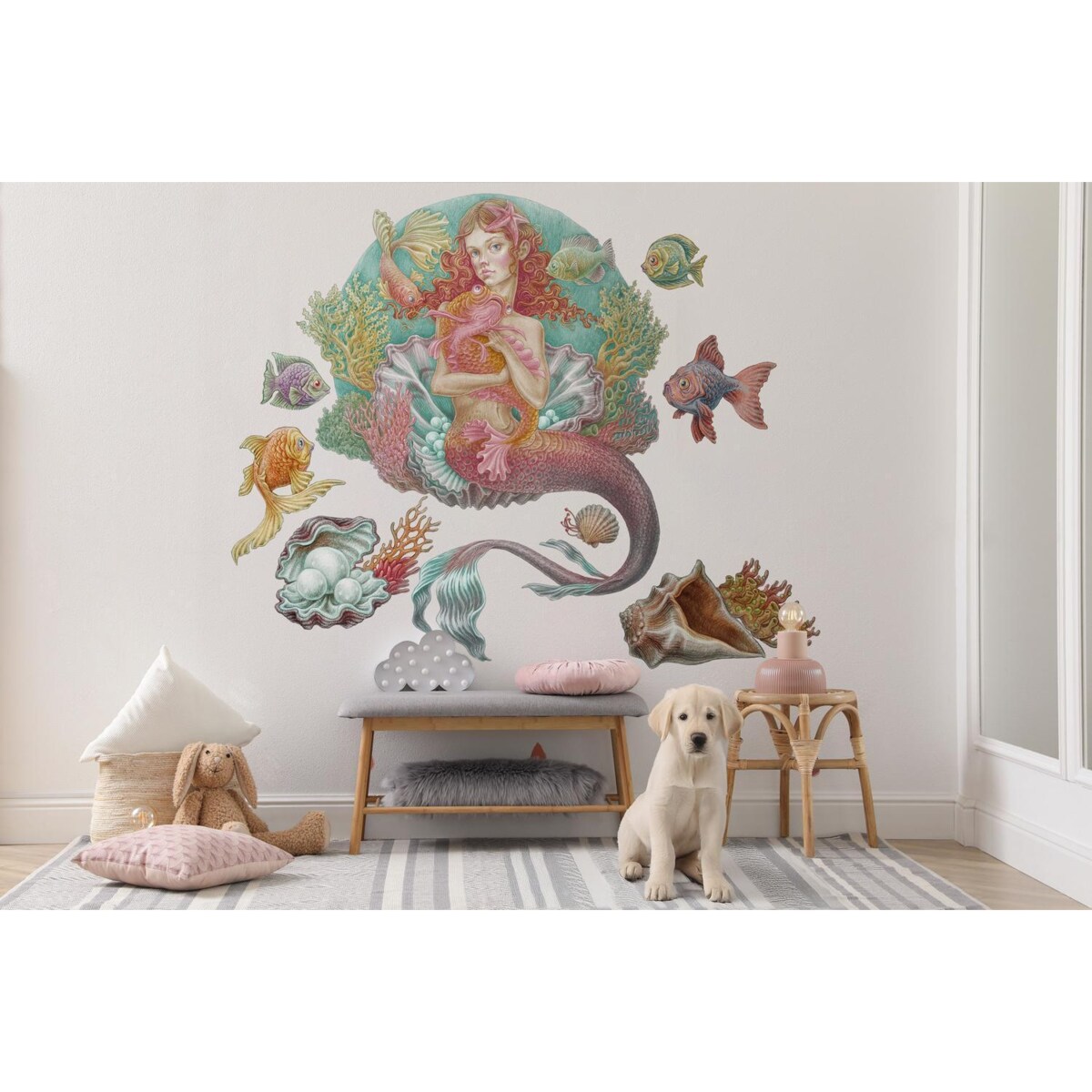 Zestaw naklejek na ścianę, Syrena świat rysunkowy, 130cm