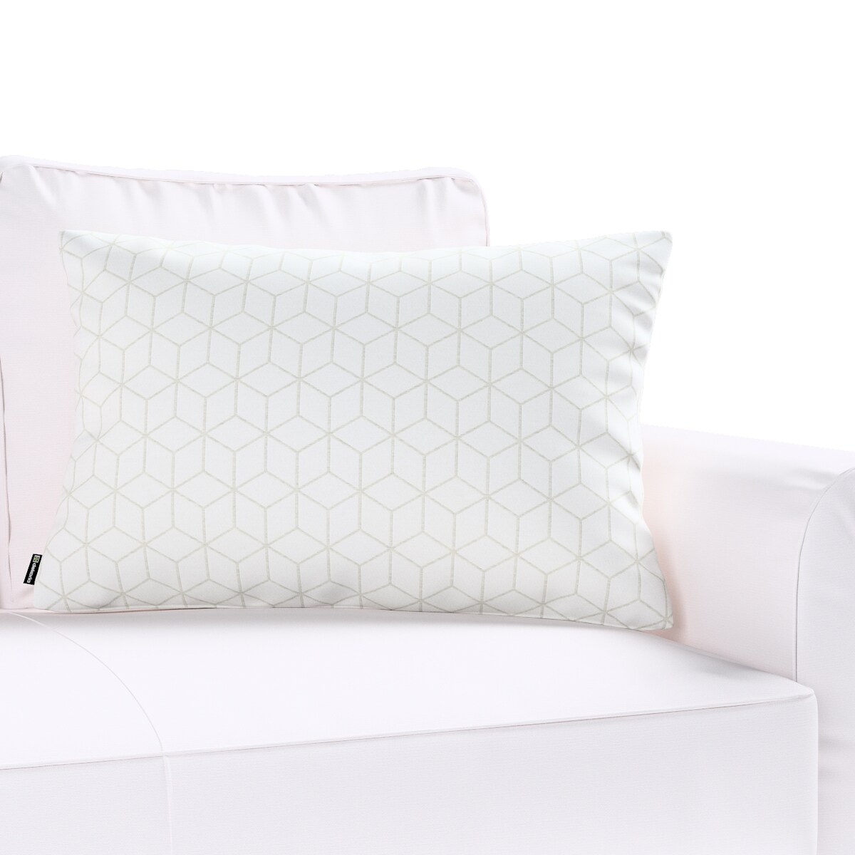 Poszewka Kinga na poduszkę prostokątną 60x40 wzór sześcianów na białym tle
