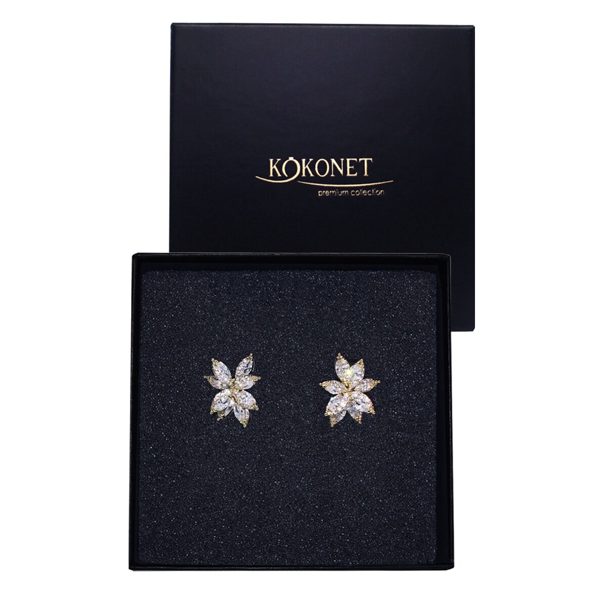 DELIKATNE złote kolczyki przy uchu krótkie ŚLUBNE kwiaty listki płatki glam