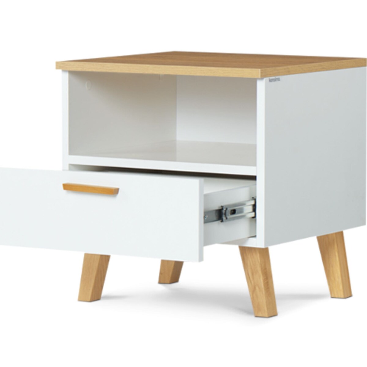 KONSIMO FRISK Biała szafka nocna w stylu skandynawskim