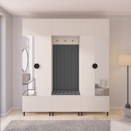 Przedpokój Ritmo wersja 3 frezowane fronty Cashmere panele Trinity 15