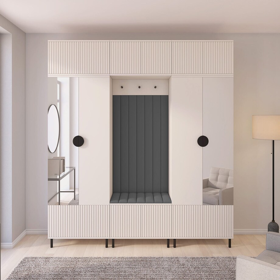 Przedpokój Ritmo wersja 3 frezowane fronty Cashmere panele Trinity 15