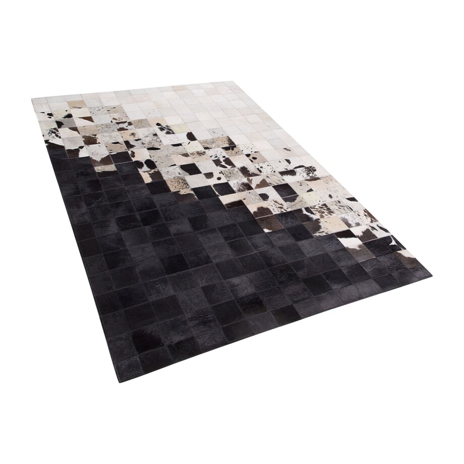 Dywan patchwork skórzany 140 x 200 cm czarno-biały KEMAH