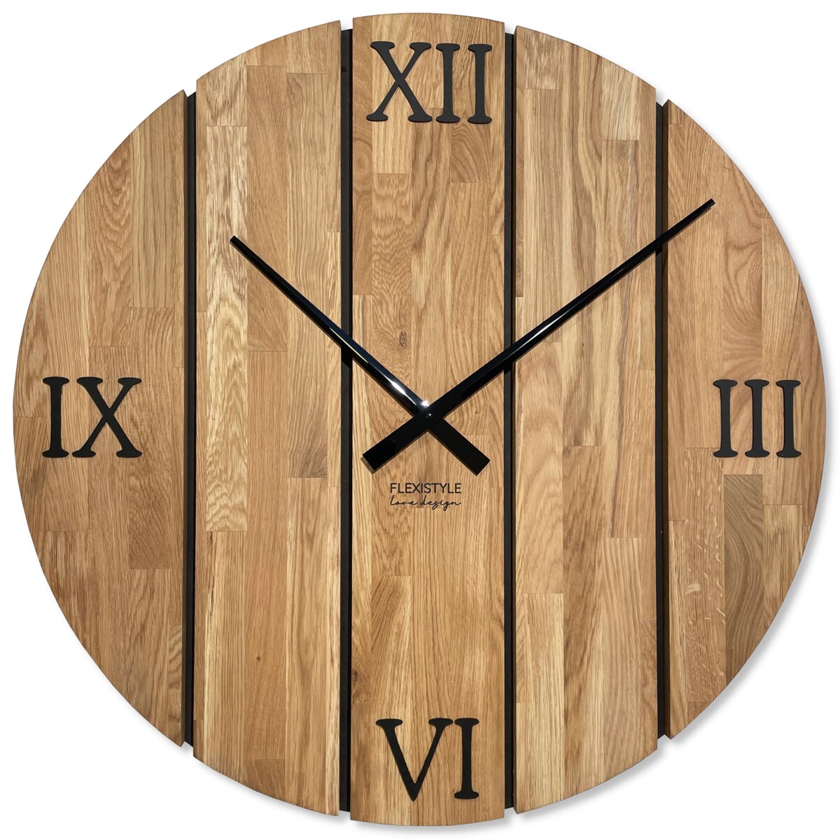 Duży zegar ścienny drewniany Solid Oak dębowy 80cm