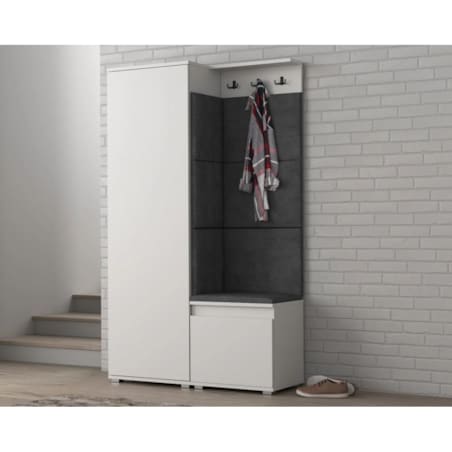 Garderoba do przedpokoju z siedziskiem SINGAPUR 104 biała/szara
