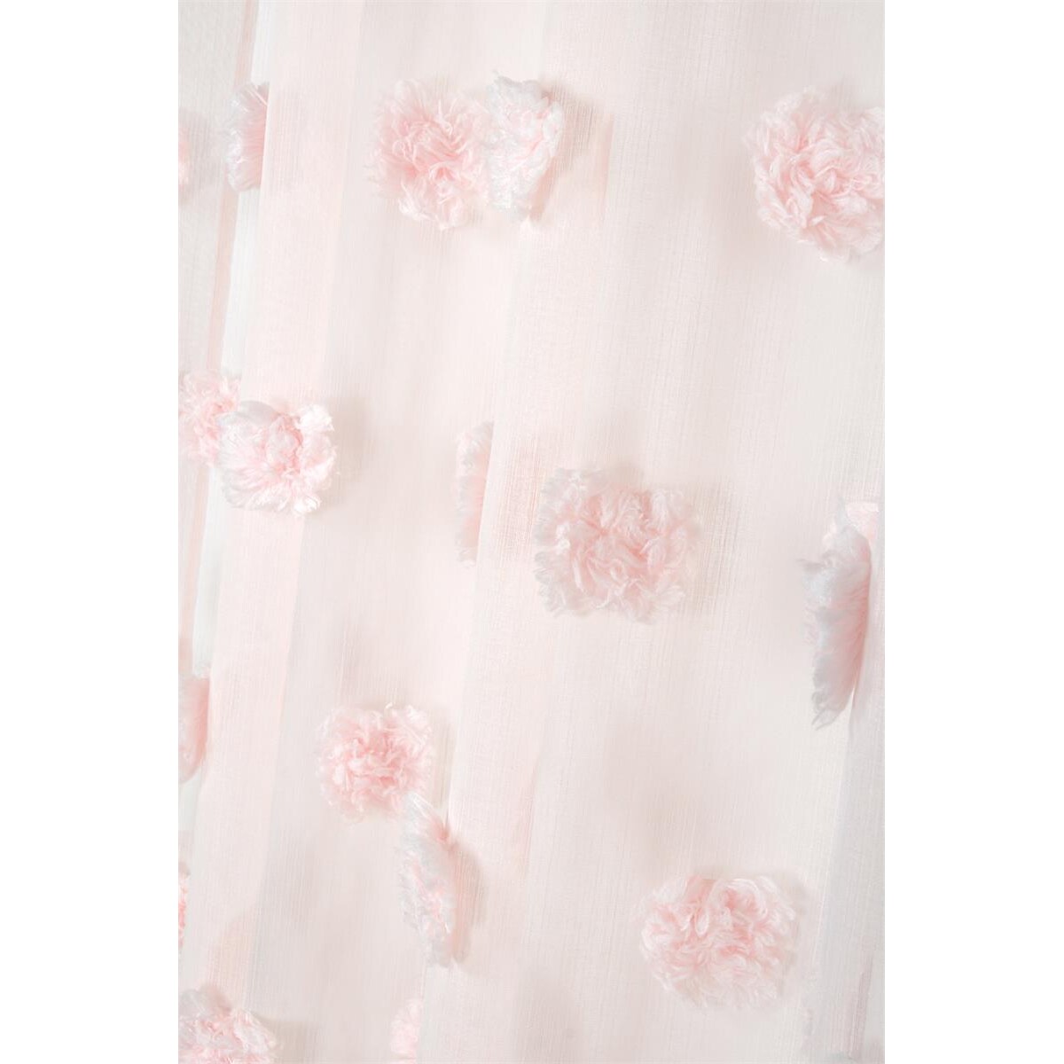 Firana POMPINOU pudrowy róż, pompony, 135 x 260 cm