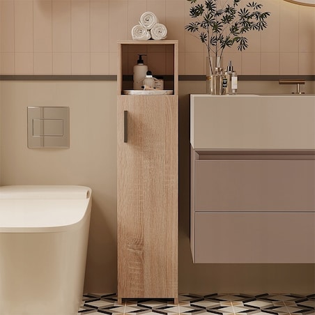 Szafka łazienkowa wąska brązowa drzwi nowoczesna 101cm