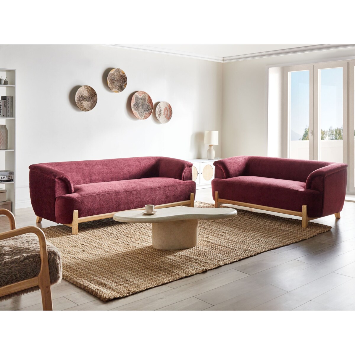 Sofa dla 2 osób ALNOR Szenil Burgundowy