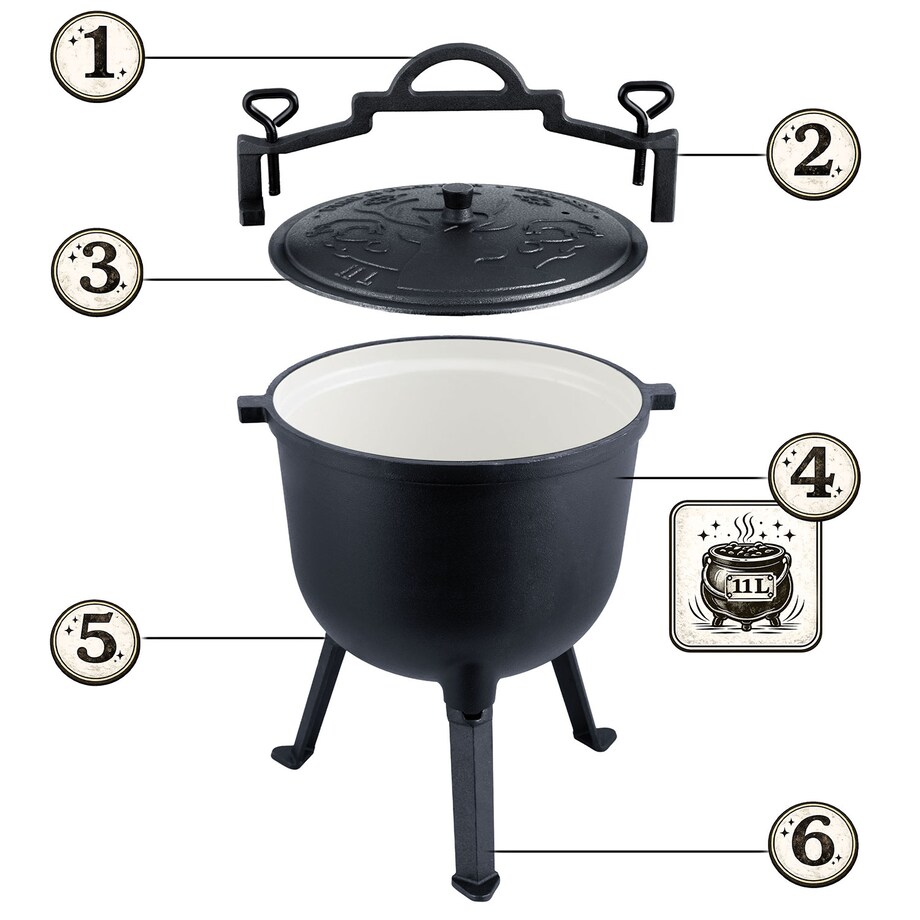 Garnek emaliowany kociołek żeliwny Berdsen BD-481 emaliowany 11L na ognisko grill trwały