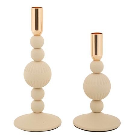 Świeczniki metalowe 2 szt. 25,5/20x10 cm CALLARA beżowe duże kule