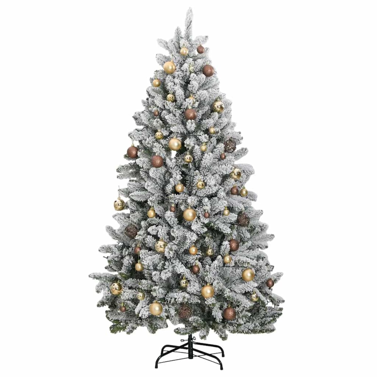 vidaXL Sztuczna choinka na zawiasach, 300 lampek LED i bombki, 270 cm