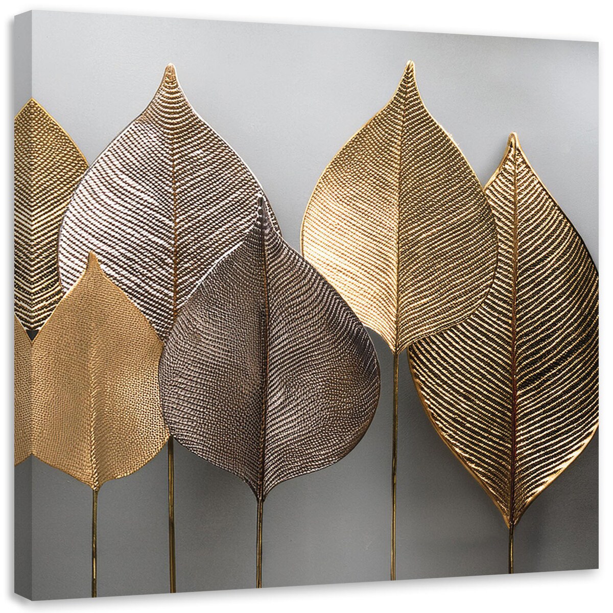 Obrazy na płótnie do salonu nowoczesne Minimalistyczne Złote Liście Abstrakcja 60x60