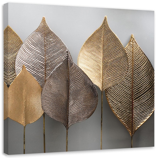 Obrazy na płótnie do salonu nowoczesne Minimalistyczne Złote Liście Abstrakcja 60x60