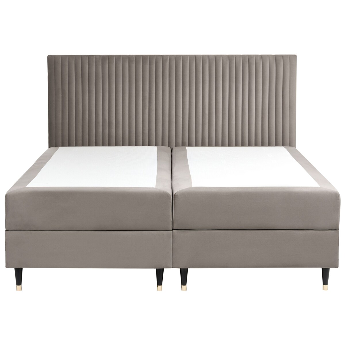 Łóżko kontynentalne z pojemnikiem Welur DAME 180 x 200 cm Beżowoszary