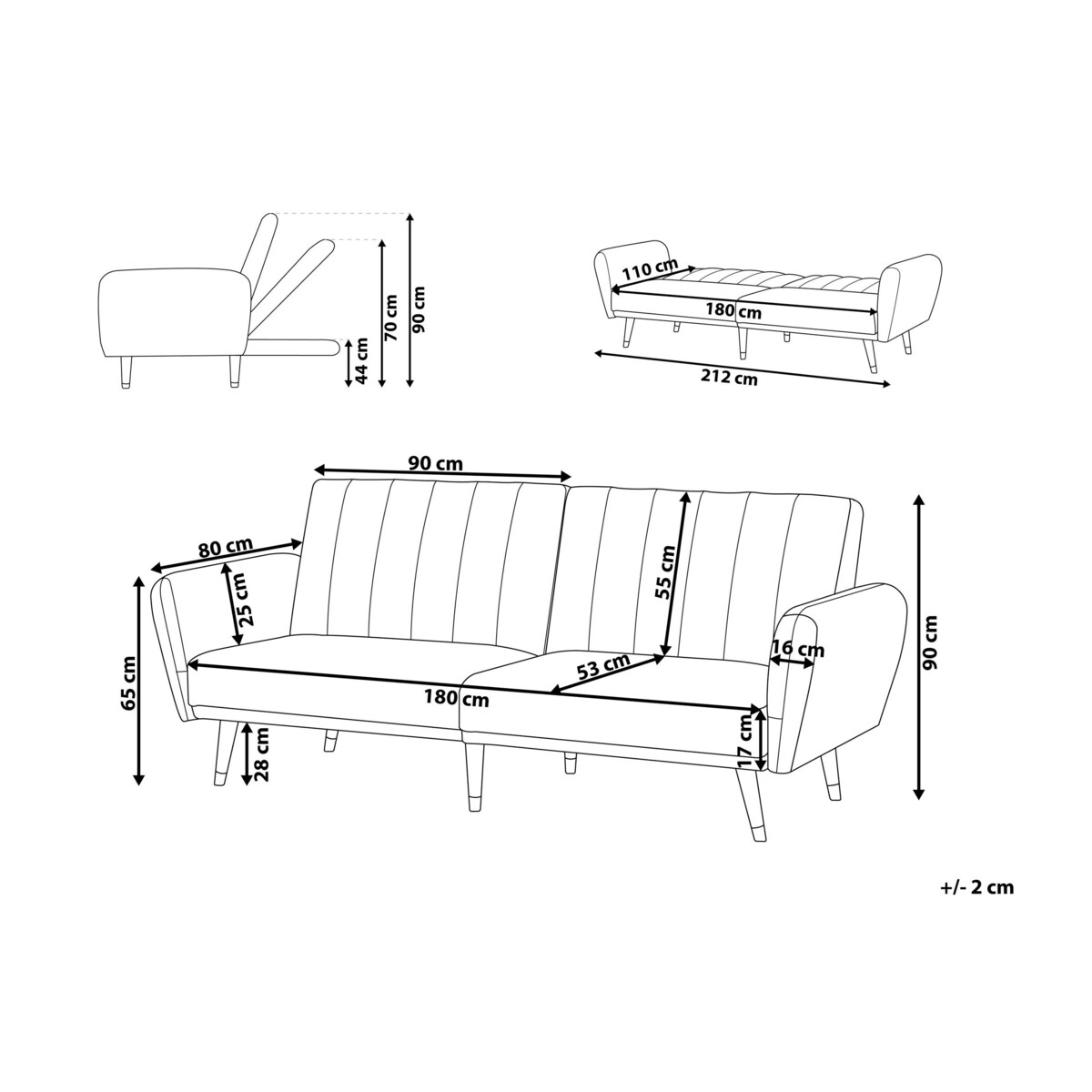 Sofa rozkładana jasnobrązowa VIMMERBY