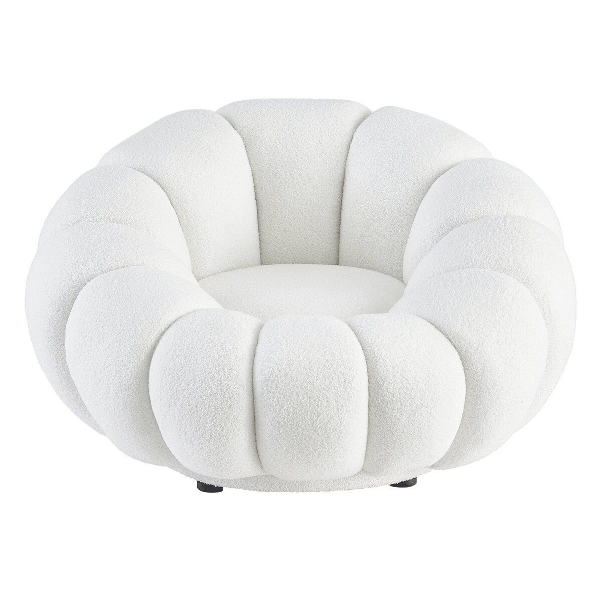 Fotel obrotowy biały bouclé Cremona
