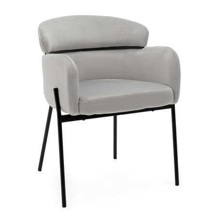 Krzesło tapicerowane welurowe do salonu BOLZANO jasnoszare