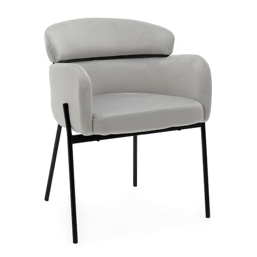 Krzesło tapicerowane welurowe do salonu BOLZANO jasnoszare