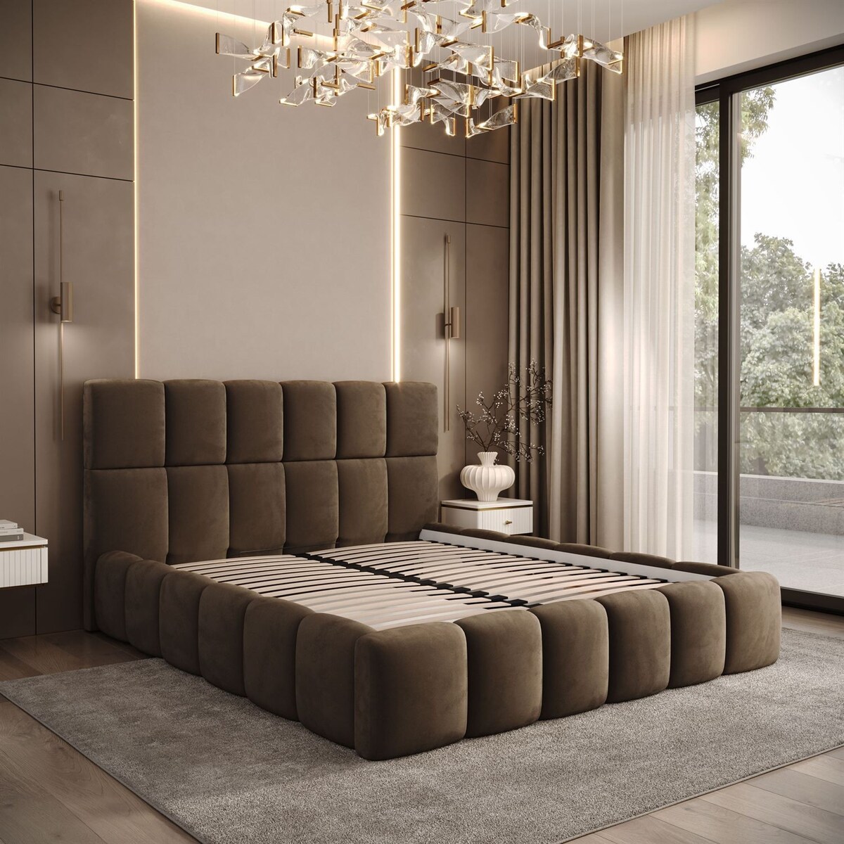 Łóżko tapicerowane VENEZIA, pojemnik na pościel, stelaż 34, 180x200, Royal Velvet 196