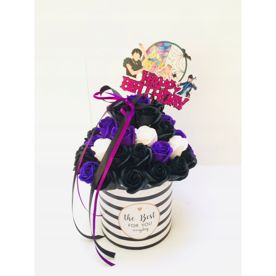 FLOWER BOX DUŻY kwiaty mydlane URODZINY z WEDNESDAY ADAMS prezent happy