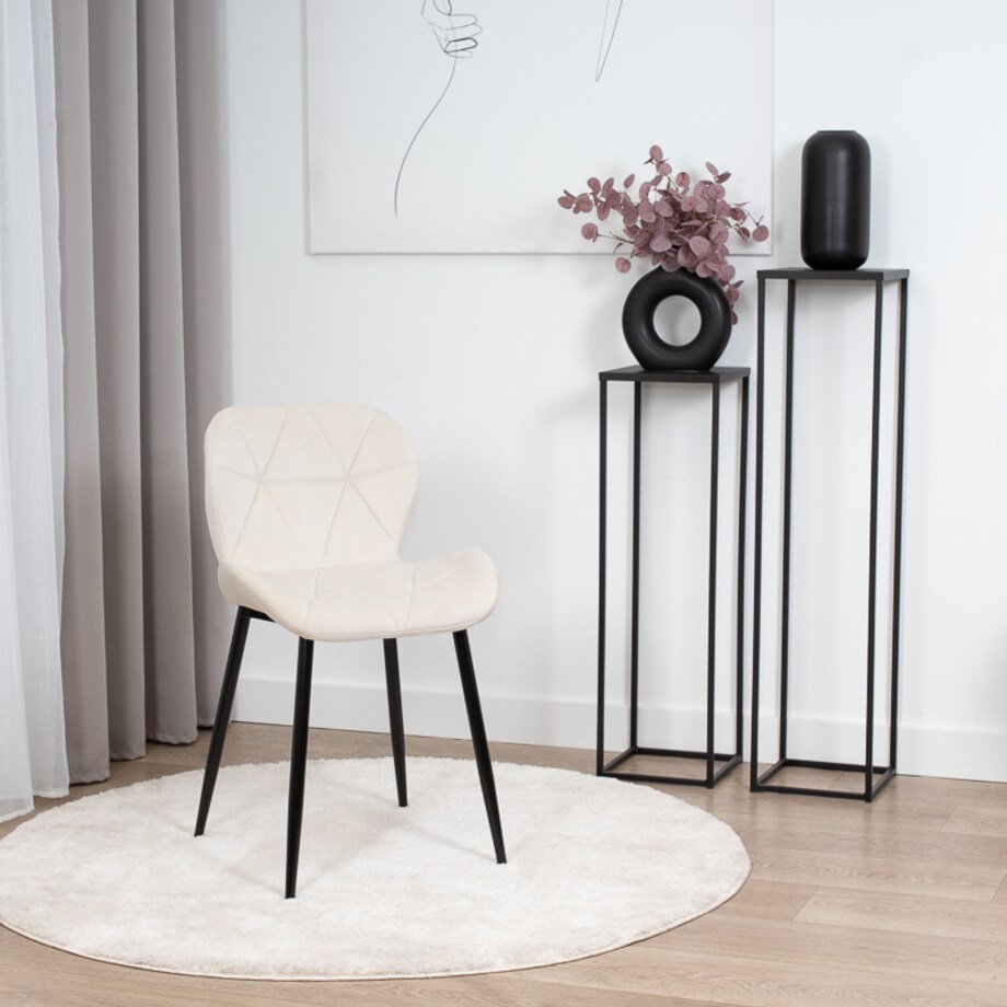 Krzesło tapicerowane skandynawskie nowoczesne welurowe beżowe