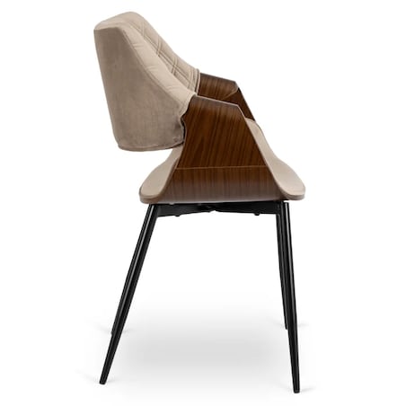 Krzesło Loft Tapicerowane Beż Drewno Gięte Orzech DAKOTA Do Salonu Jadalni