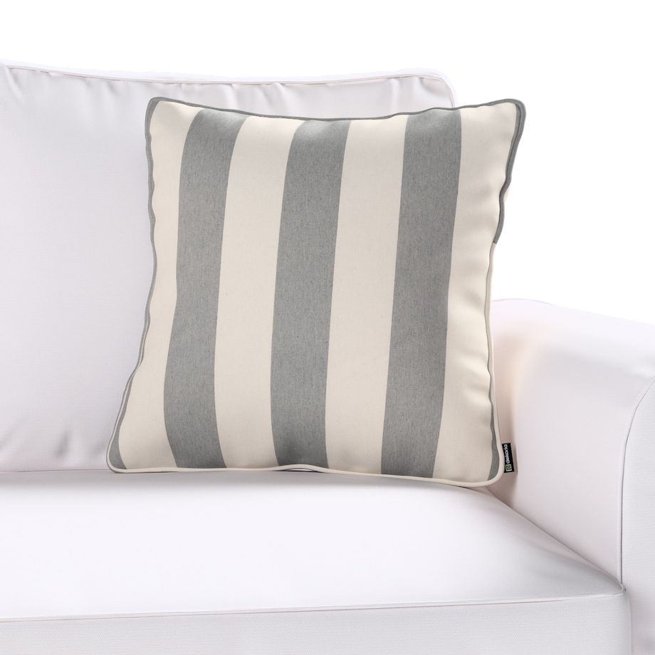 Poszewka Gabi na poduszkę 45x45 biało-szare pionowe pasy (5,5cm)