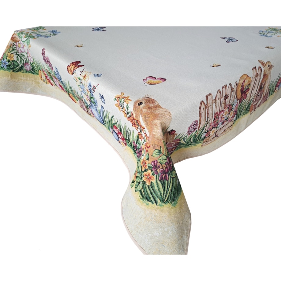 Obrus Wielkanocny 140X140 Cm Na Stół Ozdobny Dekoracyjny Zające