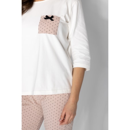 Piżama Eliza Ecru-Powder Pink, XL