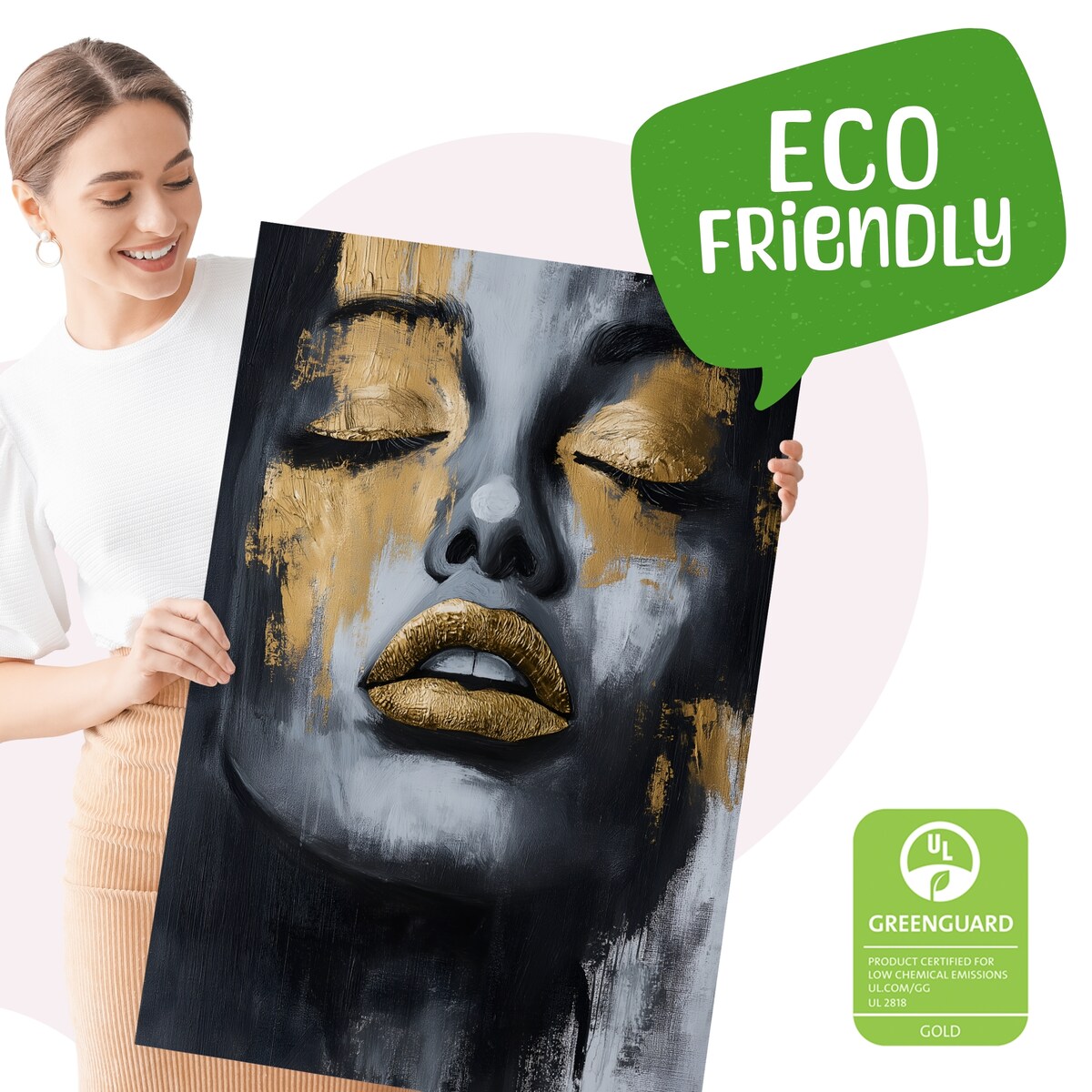 OBRAZ NA PŁÓTNIE DO SYPIALNI ABSTRAKCJA STYL GLAMOUR KOBIECY PORTRET 80x120cm