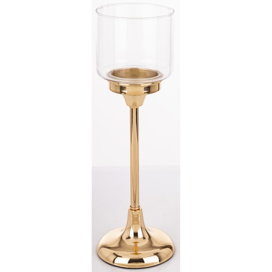 Świecznik złoty z kloszem 34x11 cm LAMBONG - III wysoki